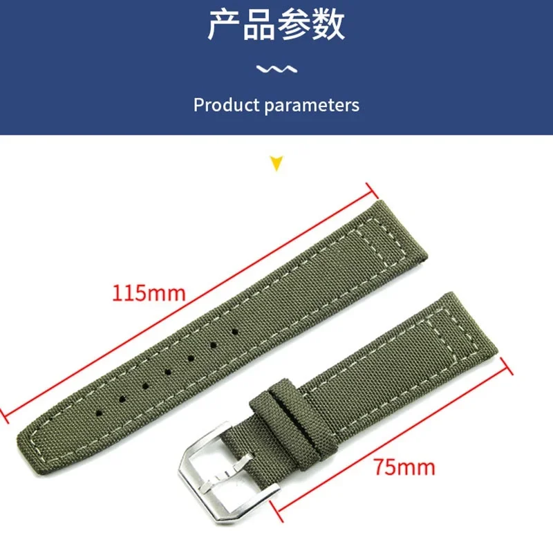 20mm 21mm 22mm Nylon Canvas Watch Strap for IWC PILOT PORTUGIESER PORTOFINO Watchband Fabric Belt Bracelet Cowhide Leather Wrist