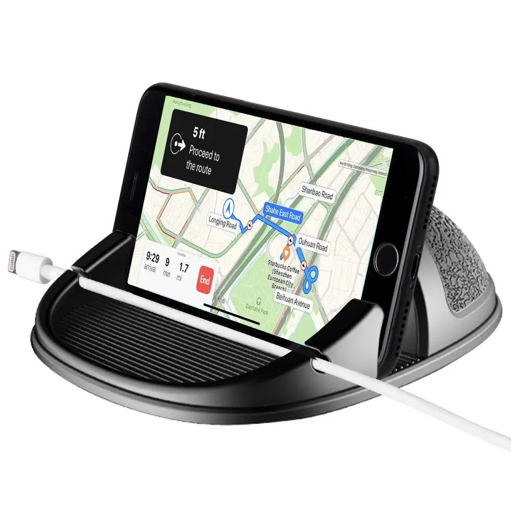 

Car Phone Holder, Silicone Pad Mat for Dashboards, Slip-Free Desk Stand for iPhone, Samsung, Android & GPS Devices (Black)