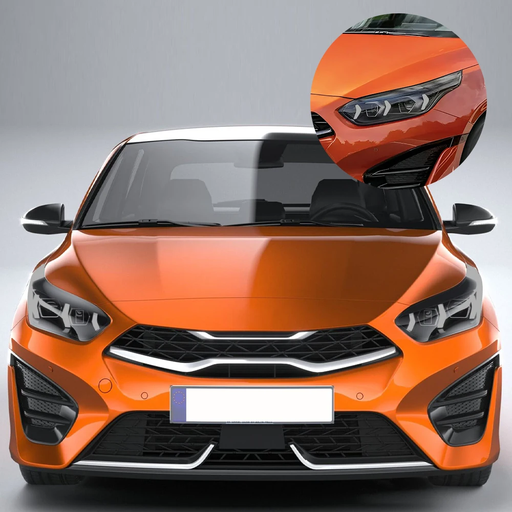 TPU Car Headlight Protection Film for Kia Ceed 2022-2026 Premium Smoke Black High-Gloss Pre-Cut Anti-Scratch Vinyl Wrap Cover