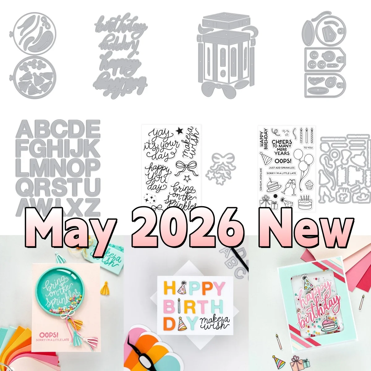 

Birthday Balloon Metal Cutting Dies Clear Stamps for DIY Decorating Scrapbook Paper Card Album Embossing Craft May 2026 New