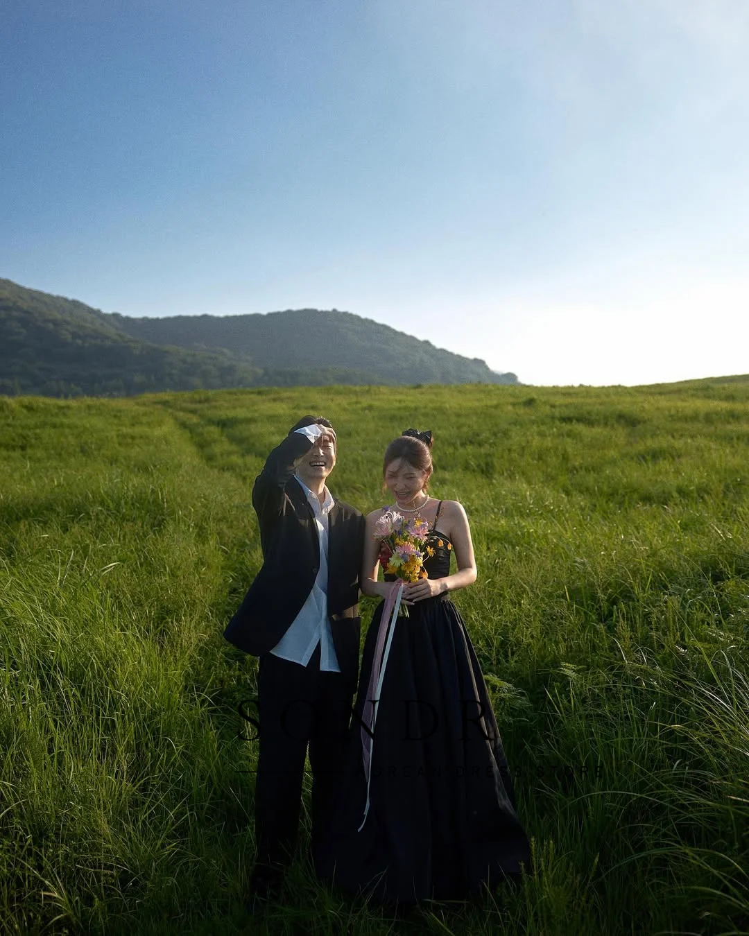 Sondr, 2 piezas, vestidos de novia coreanos negros, tirantes finos, línea A, vestido para sesión de fotos, vestidos de noche personalizados, vestido de novia