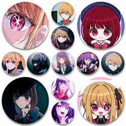 Anime Oshi No Ko Pins,Cute Cartoon Badge,Handmade Round Tinplate Brooches,Breastpin for Backpack Clothes Gift Accessory