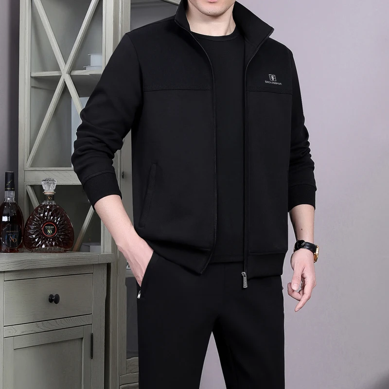 

Повседневный спортивный комплект для мужчин среднего и старшего возраста, весна-осень, новинка 2023 года, удобный дышащий комплект одежды