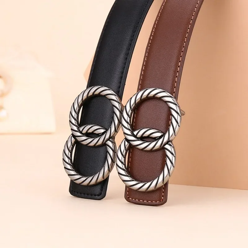 

3CMLeather Belt with High-end Feel Versatile Decoration for Women Jeans with Retro Style Pants with Business Fashion