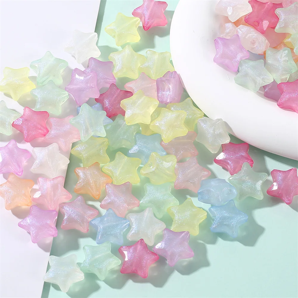 iYOE 50PCS 15mm Five-pointed Star Acrylic Beads For Jewelry Making Loose Spacer Bead DIY Bracelet Necklace Earring making Supply