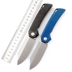 NINE THORN F4 Folding Knife 14C28N Blade CF Handle Outdoor Utility Hunting Camping Survival Kitchen Fruit EDC Tool