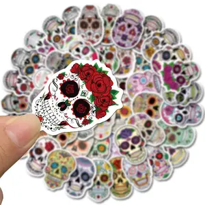 Mexican Calaver Sugar Skull Graffiti Stickers, DIY, motorcycle, skate, laptop, baggage decals, car styling sticker, toy, 10 pcs, 50pcs 6 Main Sales Mexican Skull - №3