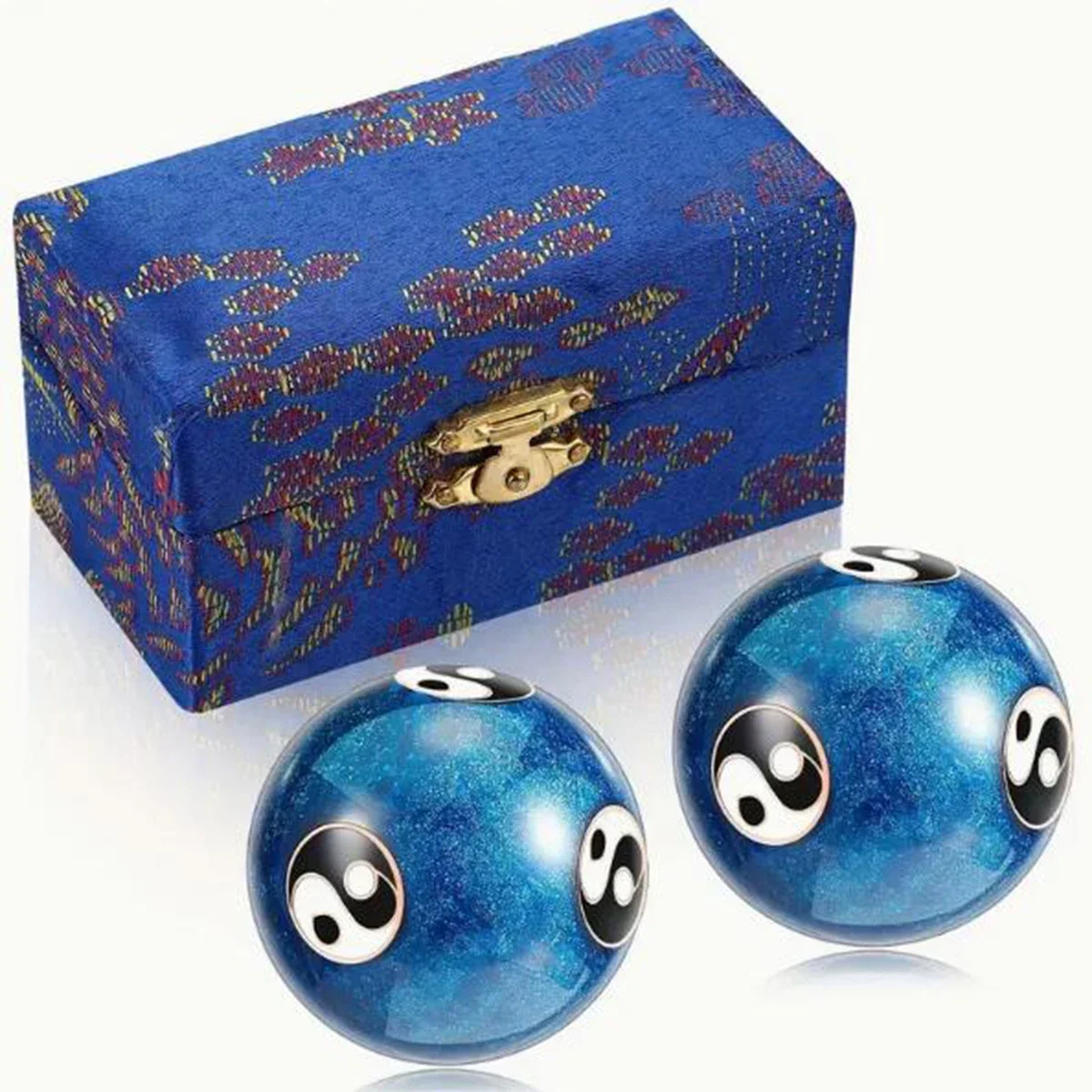 2pcsBaoding Ball Decorations, Chinese Style Health Massage Sports Pressure Ball Adult Gift Box，Hand Relief Sports Ball Yin-Yang