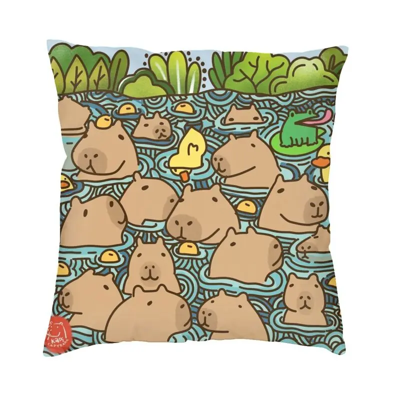 

Custom Cute Capybara Square Pillow Cover Decoration Animal Lover Cushions Throw Pillow for Car Double-sided Printing