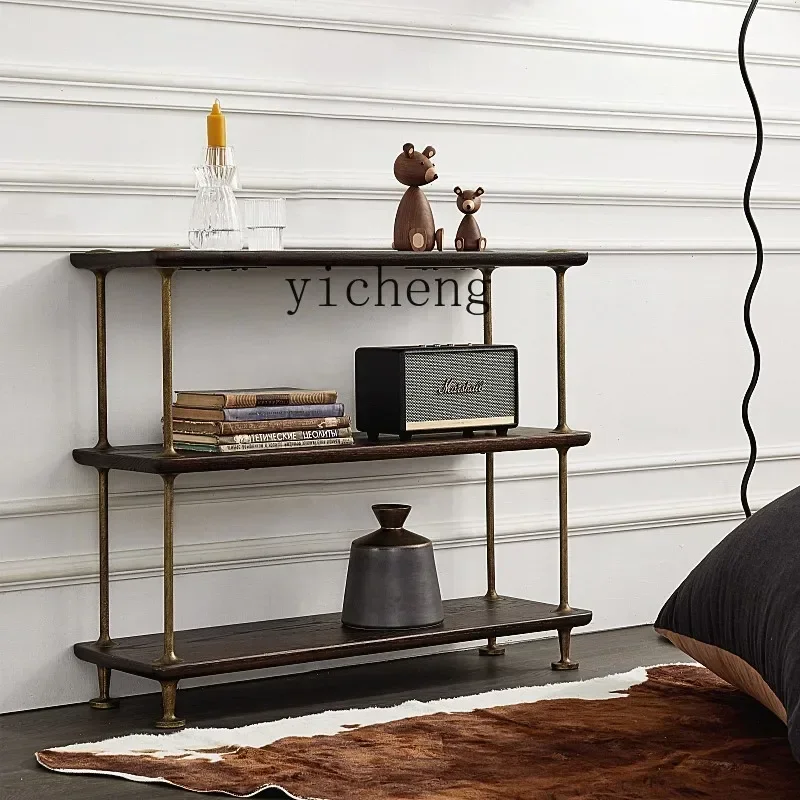 

a6 Industrial Style Bookshelf Display Rack Oak Cast Iron Storage Four-layer Partition Bookshelf Expression Furniture