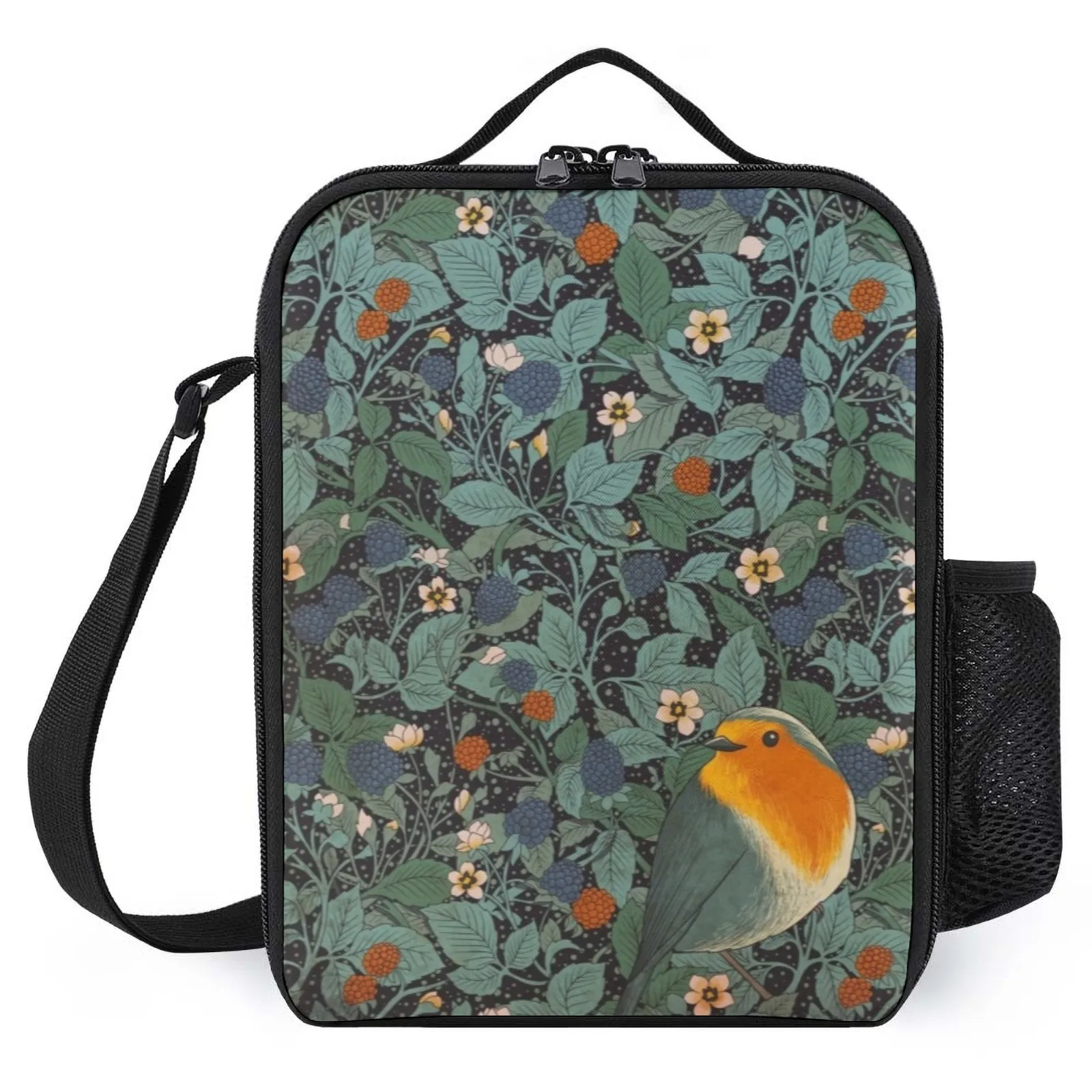

Robin and blackberries Cold Storage Bag Printed Custom Professions Lunch Box Anime Lunch Box Insulation Lunch Box Bag