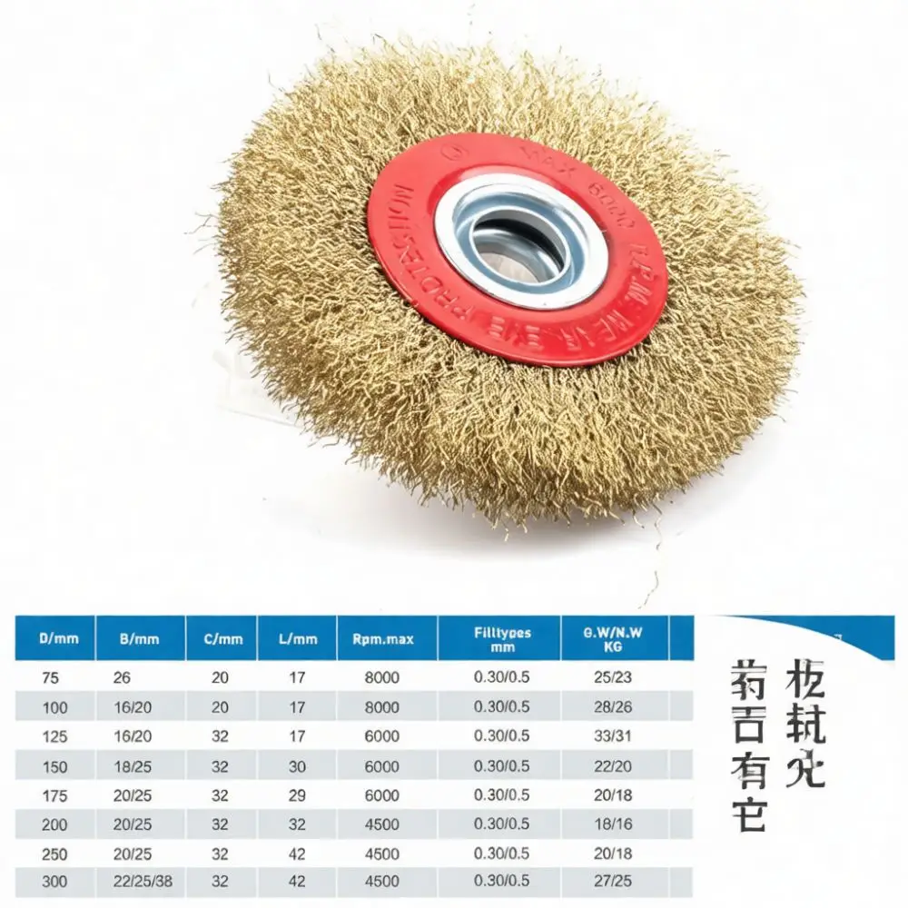 For Yongpin Flat Wire Wheel Brush Grinder Attachment Metal Rust Removal Polishing Tool Copper Coated Industrial Deburring Disc