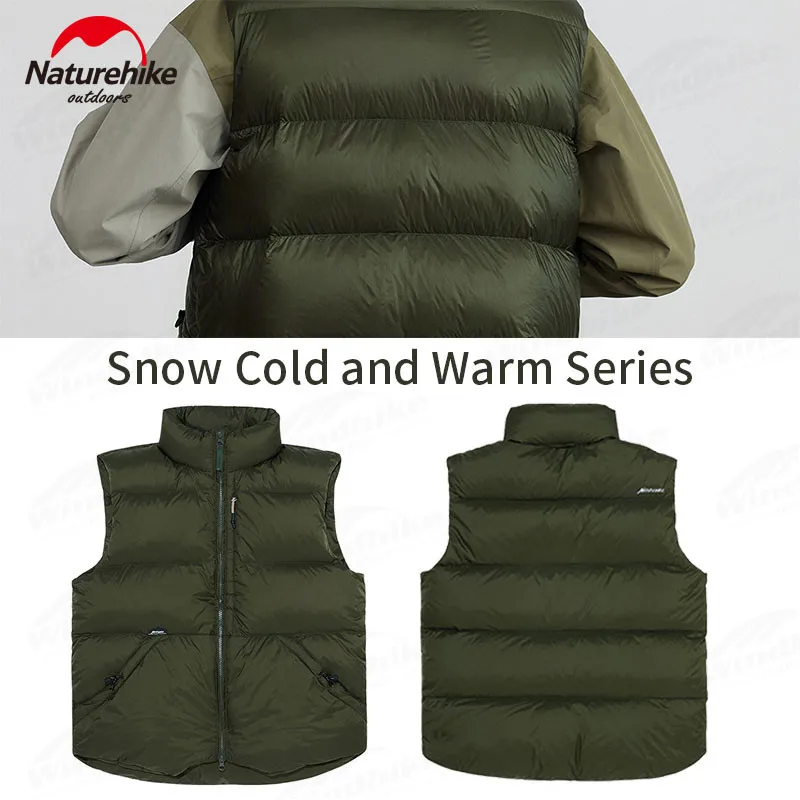 Naturehike Autumn Winter Camping Warm Down Vest Ultralight Goose Down Men Women Sleeveless Jacket Stand Collar Vest M~XXL Size