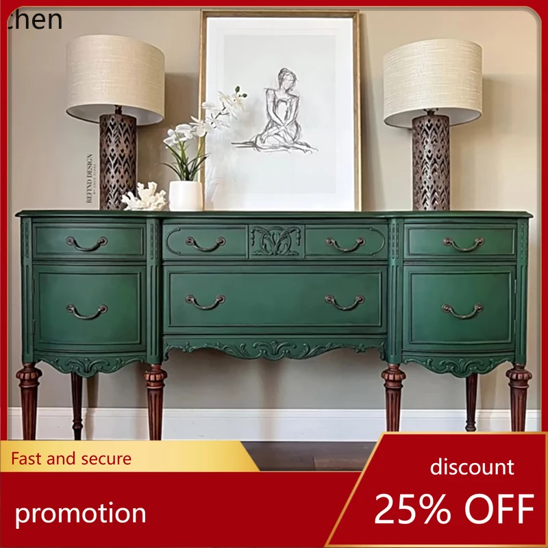 

YFY Solid Wood Entrance Cabinet Entrance Foyer Hallway Shelf Decorative Locker Carved Sideboard Cabinet