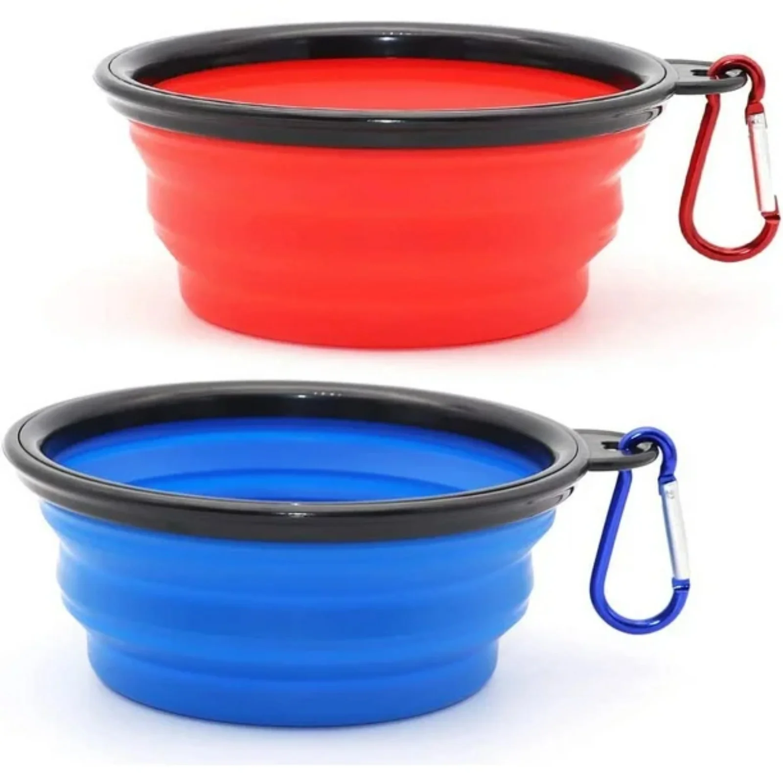 

Collapsible Dog Bowl, 2 Pack 350ml Black Frame with Buckle Portable Pet Feeding Watering Dish for Cats Dogs Walking Parking