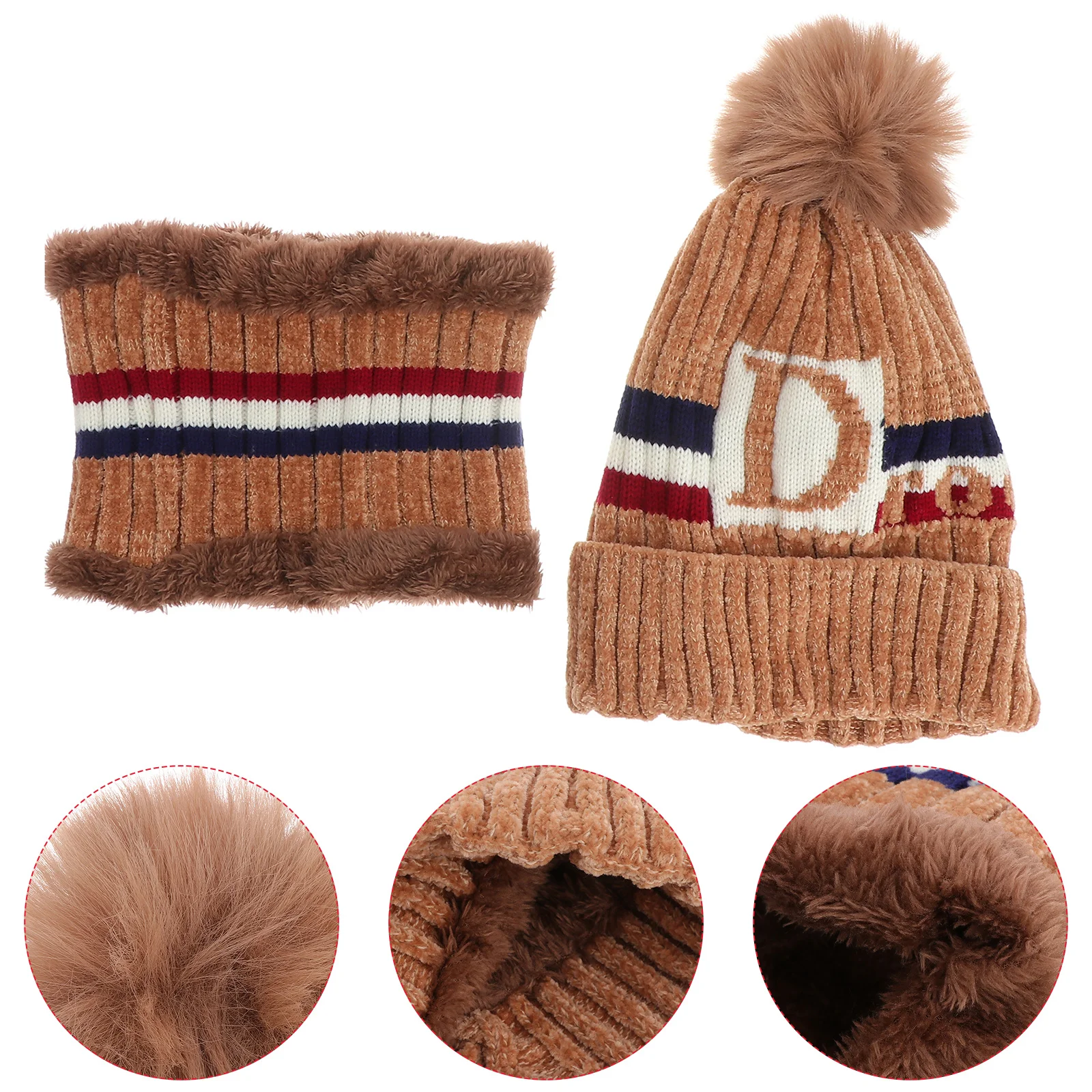 

2 in Warm Wool Hat Beanie Men's Knit Hood Crochet Bunny Hats for Women Woolen Neck