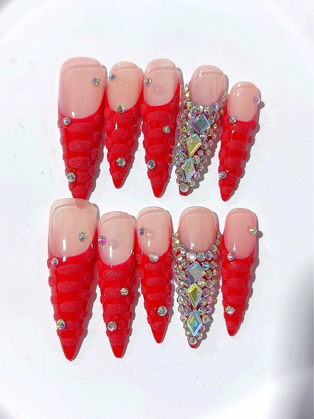

4cm Red Passion Style Crystal Diamond Fingertip Art Manicure (L001)