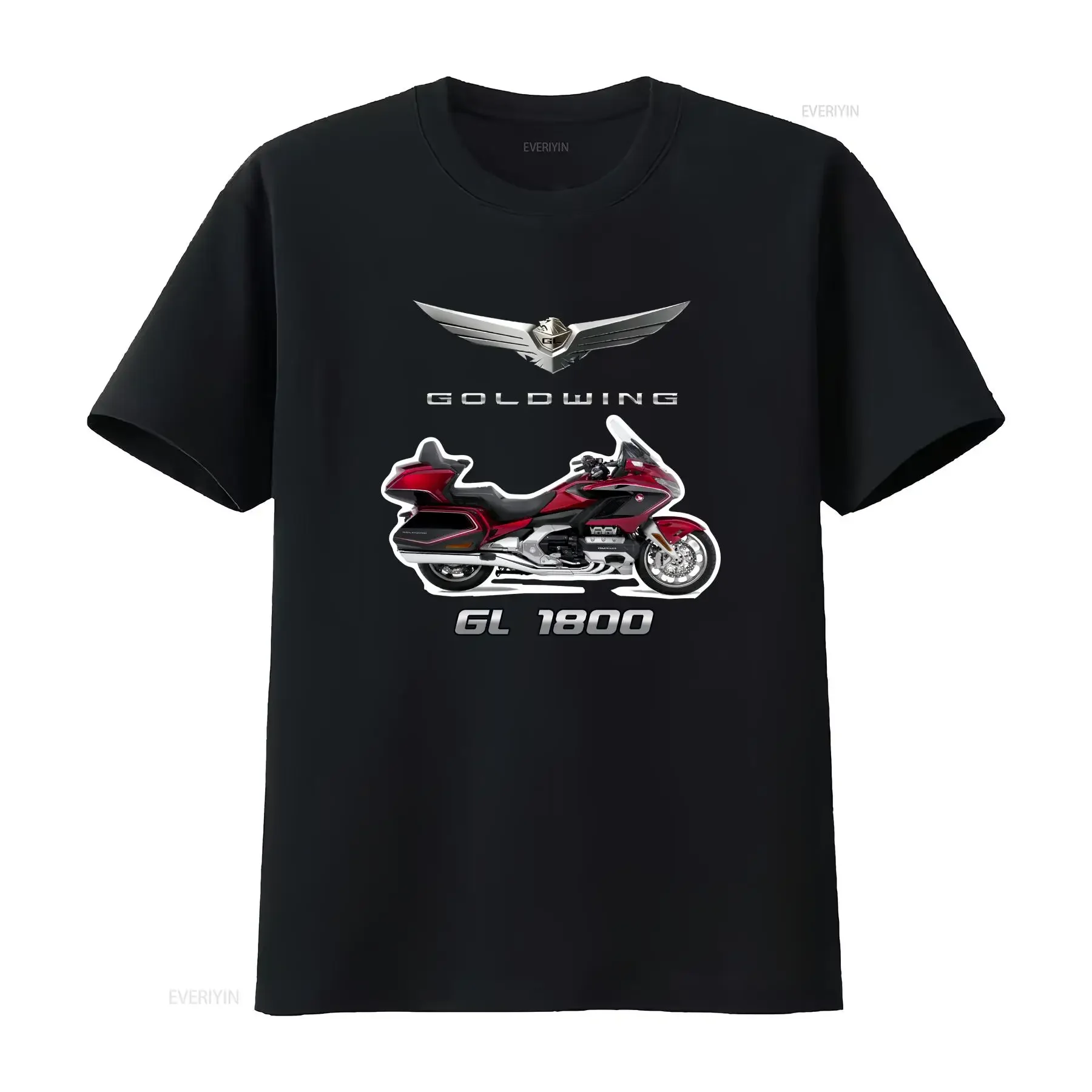 2018 2020 ROT SCHWARZES FLÜGEL Großes Goldwing-T-Shirt im Vintage-Stil, gewaschene Grafik, lässiges Herren-Mode-Top für den täglichen Gebrauch, gestreckt