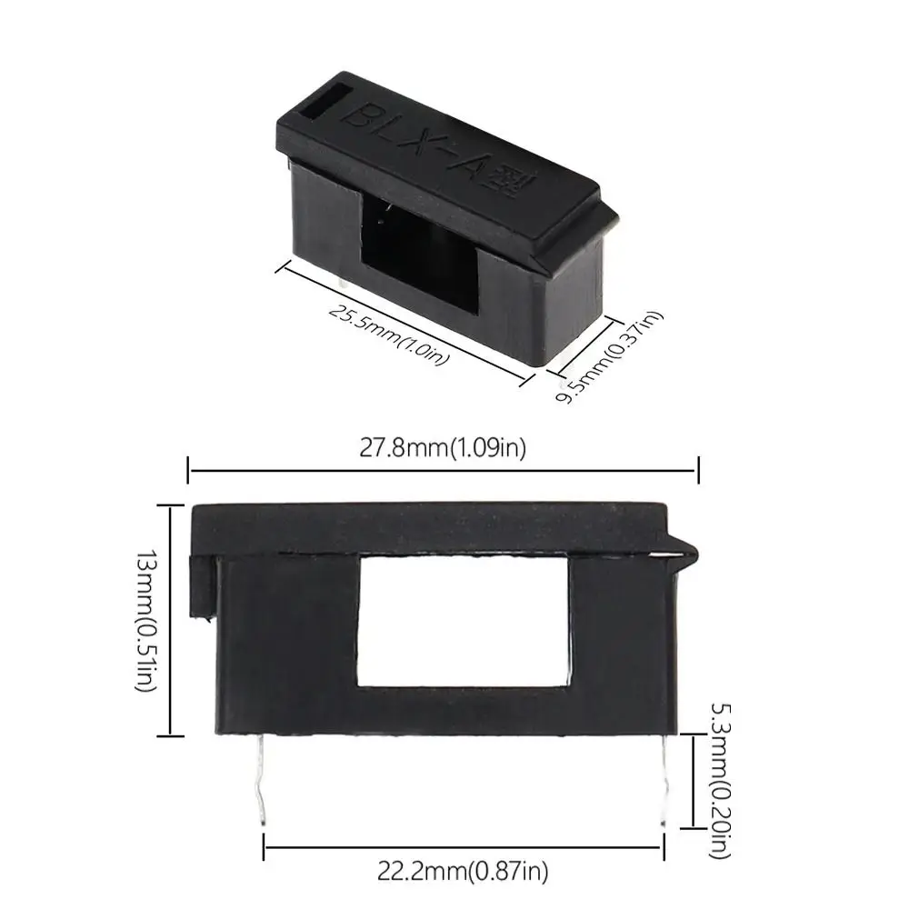 20Pcs Fuseholder Glass Fuse Holder BLX-A BF-013 HQ Clear Case Insurance Tube Socket 5x20mm No Fuse Fuse Block For 5x20MM Fuses