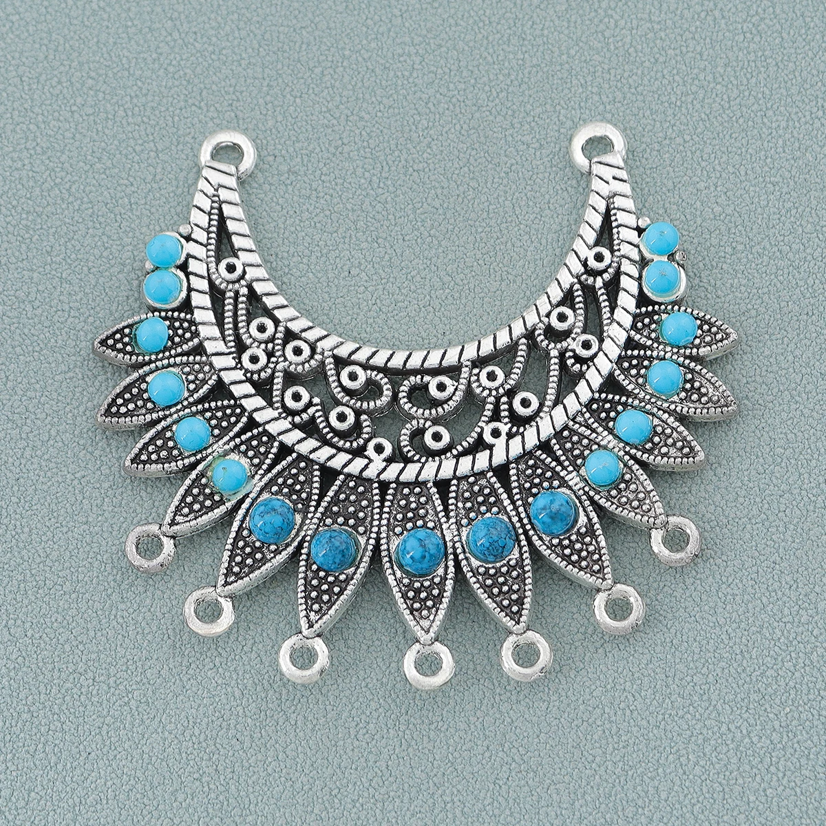 1 PC Large Ethnic Crescent Moon Chandelier Porous Faux Stone Necklace Connector for DIY Jewelry Making Accessories Materials view 4