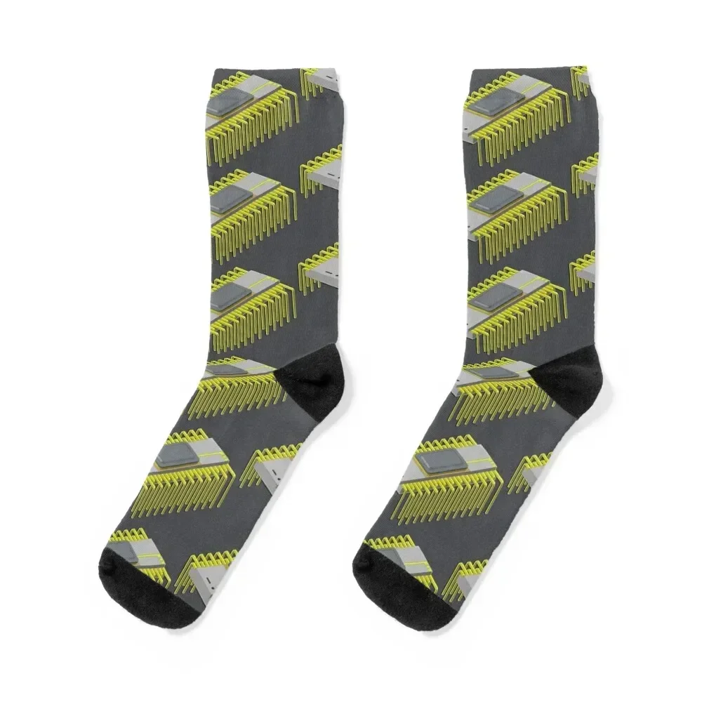 Three-Dimensional Integrated Circuit With Gold Contacts Socks cotton New year's Designer Man Socks Women's
