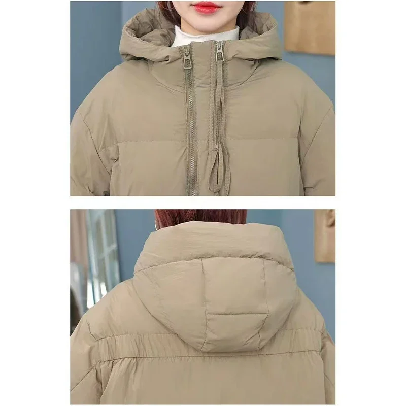 2024 New Winter Parkas for Women Thickened Padded Coats Hooded Cotton Jacket Solid Loose Winter Clothes Women