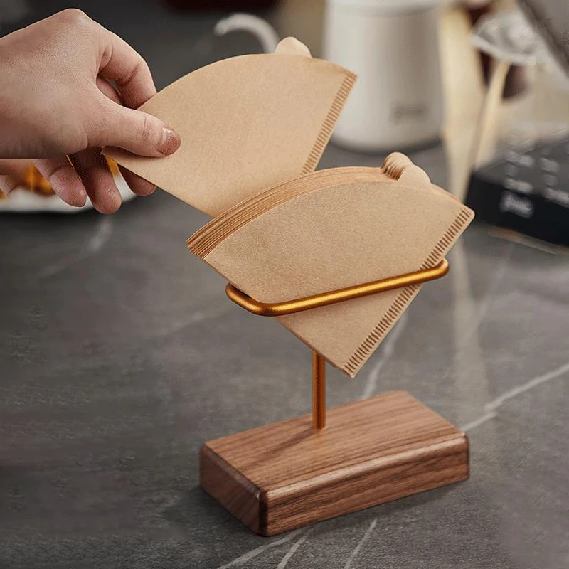 Wooden Coffee Filter Holder Aluminum Coffee Filter Storage Container Coffee Filter Dispenser for V Shape Filte Coffee Accessorie