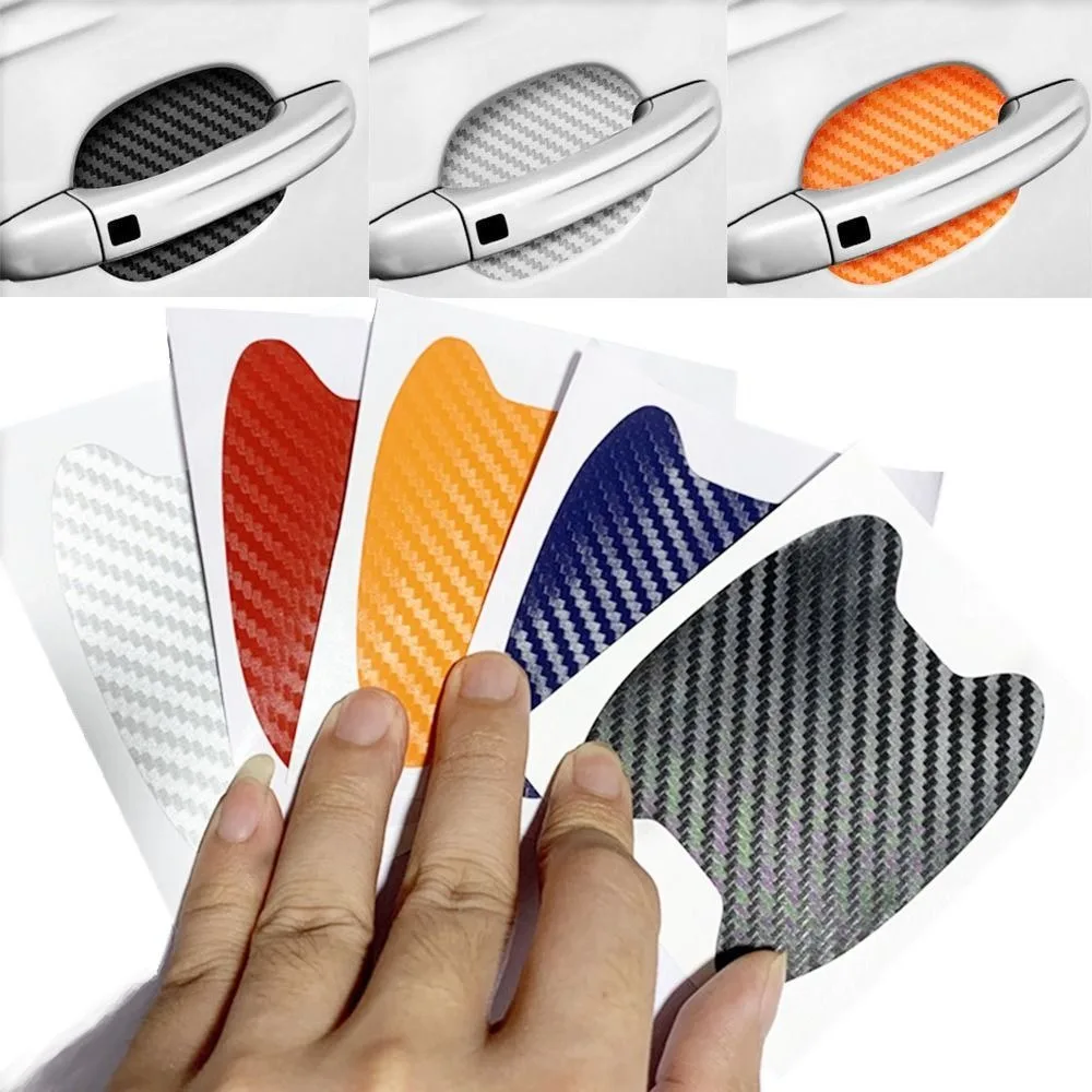 

4pcs Car Accessories Anti Scratch Car Door Handle Stickers Carbon Fiber Waterproof Protector Film Auto Door Sticker
