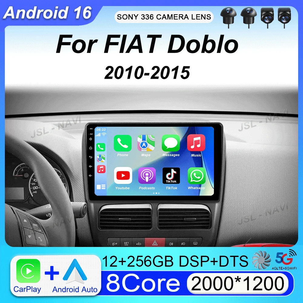 

Автомобильная магнитола Android 16 для FIAT Doblo 2010-2015 с GPS-навигацией, мультимедиа, видеоплеером, поддержкой Carplay+Auto, Wi-Fi+4G, Bluetooth