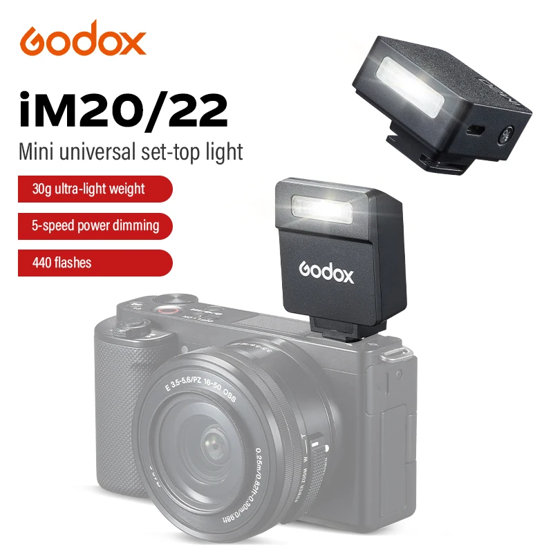 Godox iM20 iM22 Mini  Portable Li-ion Battery Camera Flash Manual Flash for Various Camera Models 5 Output Levels of Power Unive