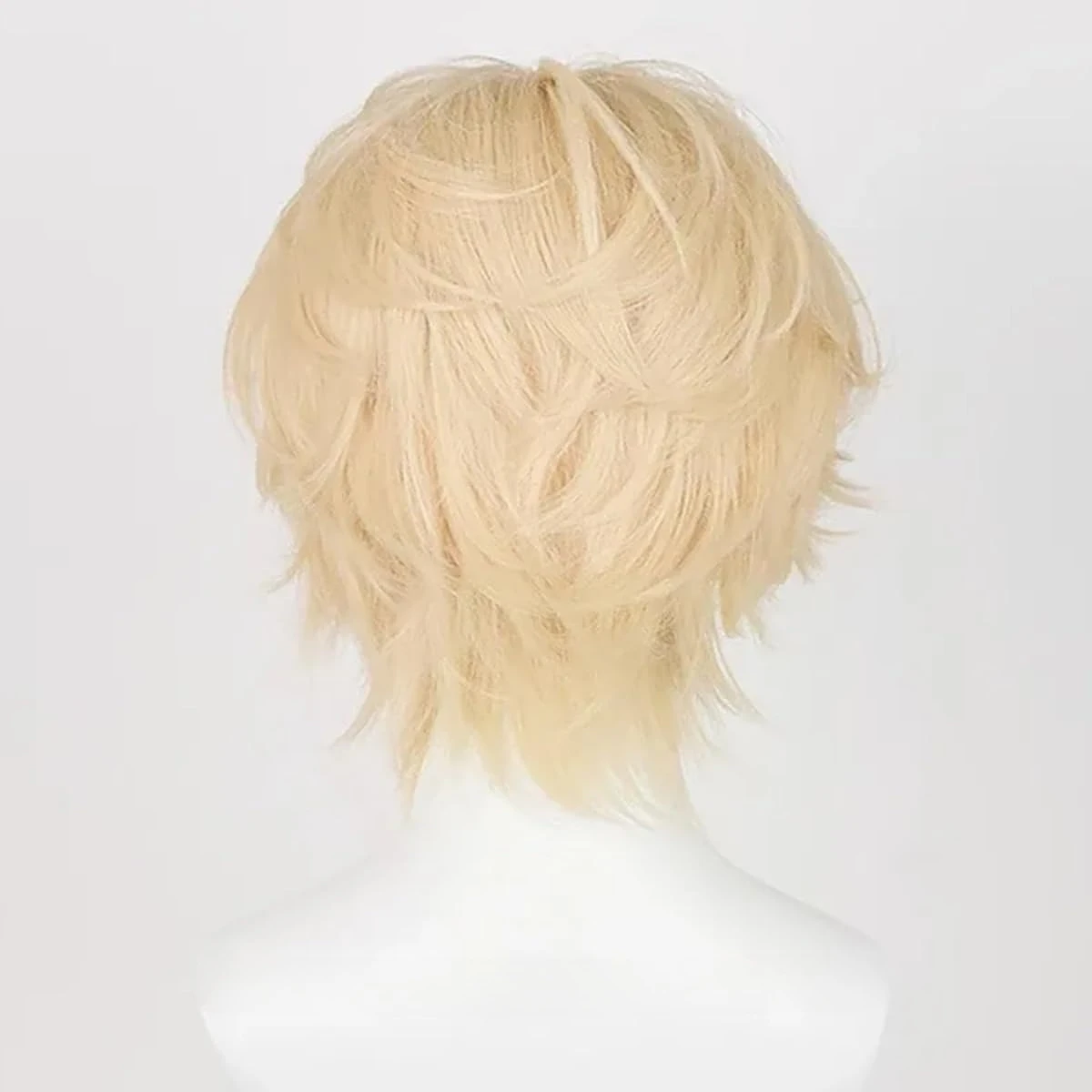 للجنسين شعر مستعار أشقر قصير لأزياء تنكرية شعر مستعار من الألياف الاصطناعية مع الانفجارات شعر مستعار أنيمي حفلة الهالوين #2