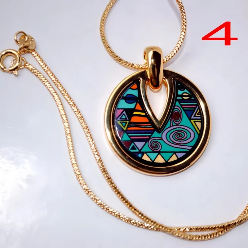 BOCAI New Cloisonne Enamel Necklaces and Pendants Ethnic Style Pattern Charms Trendy Fine Choice Jewelry Wholesale