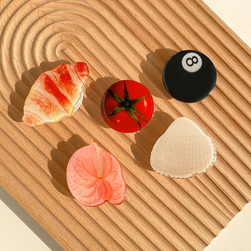 Coque de Croissant de tomate, Simulation coréenne mignonne, poignée de téléphone pliable, support Griptok pour iPhone Samsung, accessoires de téléphone universels