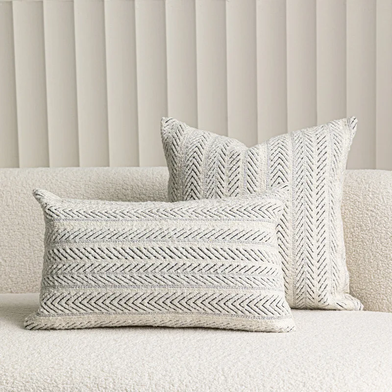 Herringbone Cushion Cover Ivory Brown Blend Pillows Modern Decorative Pillow Case For Sofa Living Room Home Decoration