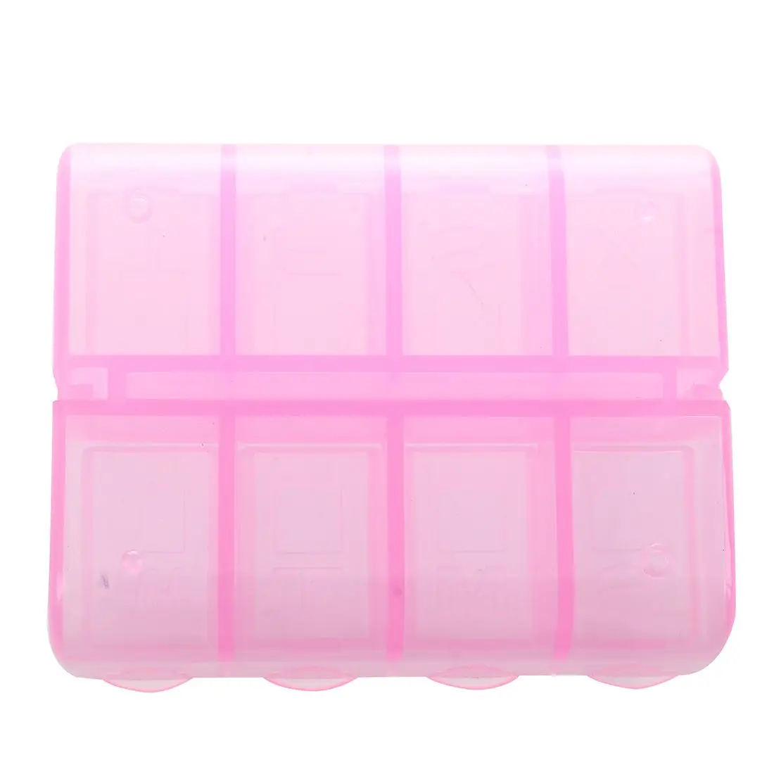 Plastic Rectangle 8 Compartments 7 Days Medicine Pill Box Pink