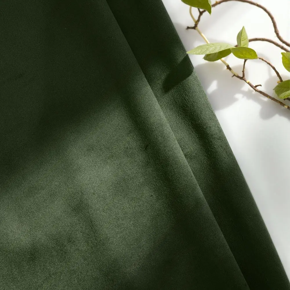 Olijfgroene 96-fluwelen gordijnen met doorvoertule, luxe thermisch geïsoleerde verduistering voor woonkamer en slaapkamer (W52 x L96)