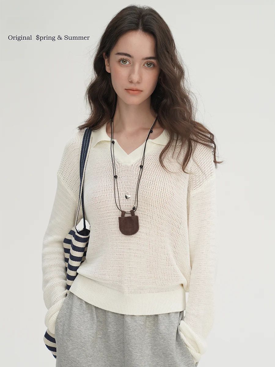 

New Mouti Commute Sle V-Ne Collar Knitwear Soft Fit Women's Long Sve Color Crew Ne Pullover Faionable