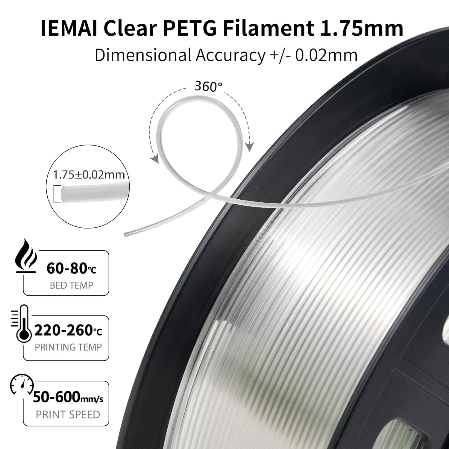 1.75mm PETG Transparent 3D Printer Filament Materials Consumables 250g 1kg PETG Transparent 3D Printer Material