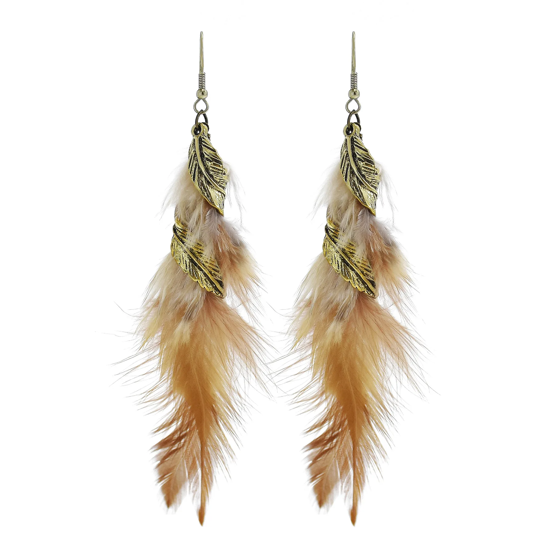 Hot Holiday Wind Earrings Bohemian Retro Leaf Feather Tassel Long Earrings For Woman Party Birthday Accessories