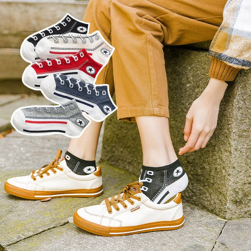 1 Pairs Spring Summer Women\'s Men\'s Boat Socks Cotton Breathable Shallow Mouth Low Top Short Socks for Man Funny Ankle Sneakers