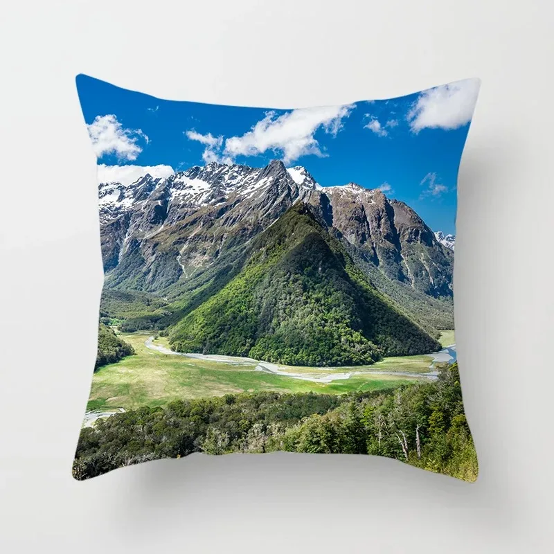 Funda de almohada con diseño de paisaje Natural para decoración de oficina, cubierta de cojín de lujo para decoración del hogar