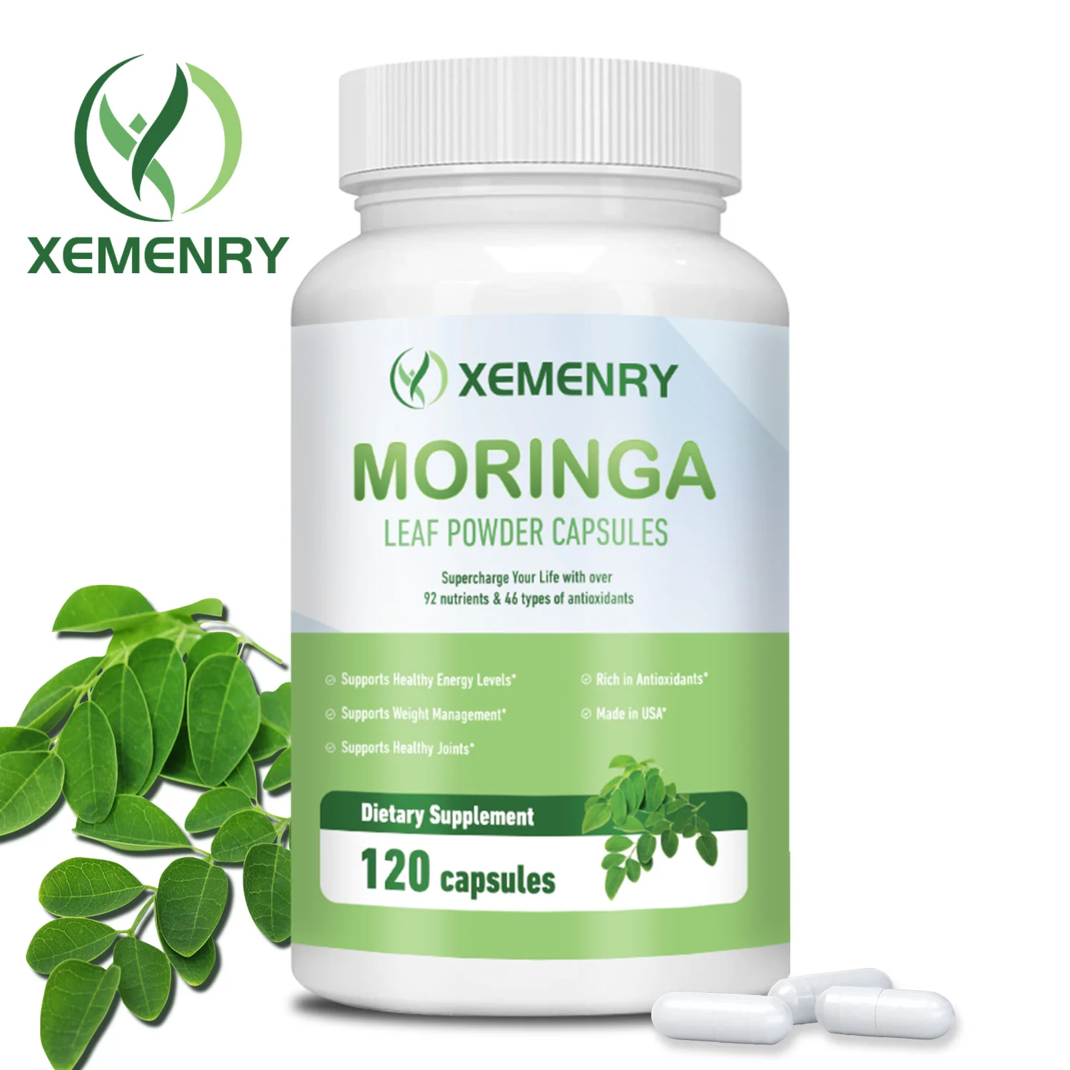 

Moringa Capsules - Antioxidant, Cell Repair, Promotes Energy Production, Supports Skin and Gut Health, Enhance Immunity