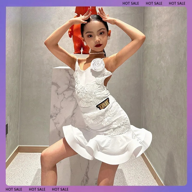 فستان رقص لاتيني مطبوع مخصص للأطفال ملابس ممارسة ملابس الأداء Chaussure Danse Latine Femme