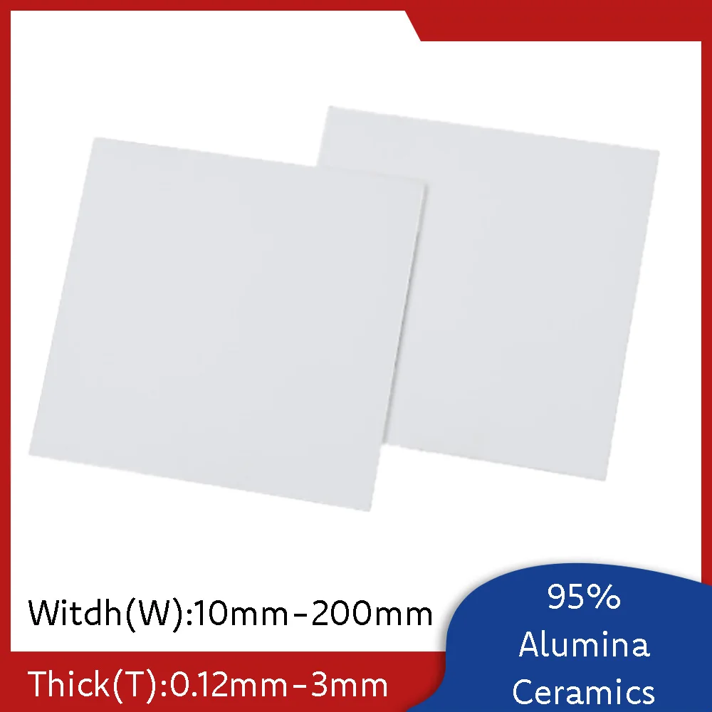 

95% Alumina Ceramic Sheet Square Plate Heat-Resistant Electrically Insulating Flat Plane 10mm-200mm