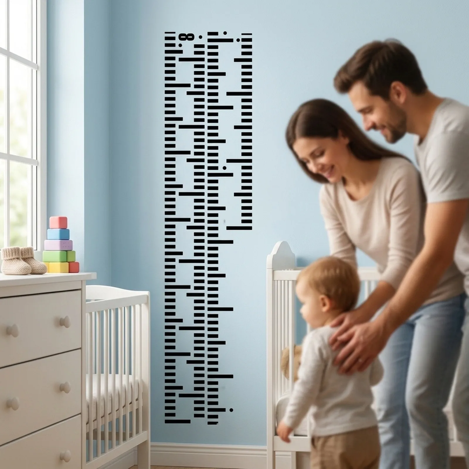 Baby Height Chart Wall Sticker Bedroom Living Room Hook Wooden Frame Rope Adorable Design Easy Installation Baby