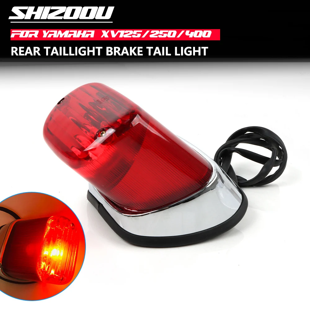 Luz traseira vermelha para motocicleta, luz traseira de freio para yamaha virago xv250 xv400 xv 250 400 125 xv125 virago lâmpada de freio traseiro
