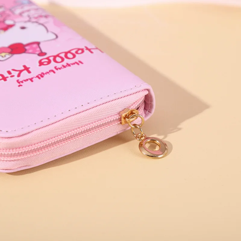 Anime Kawaii Hello Kitty sac cannelle Kuromi ma mélodie sac à main avec boutons pliant portefeuille en polyuréthane sac d'argent décontracté pour les femmes