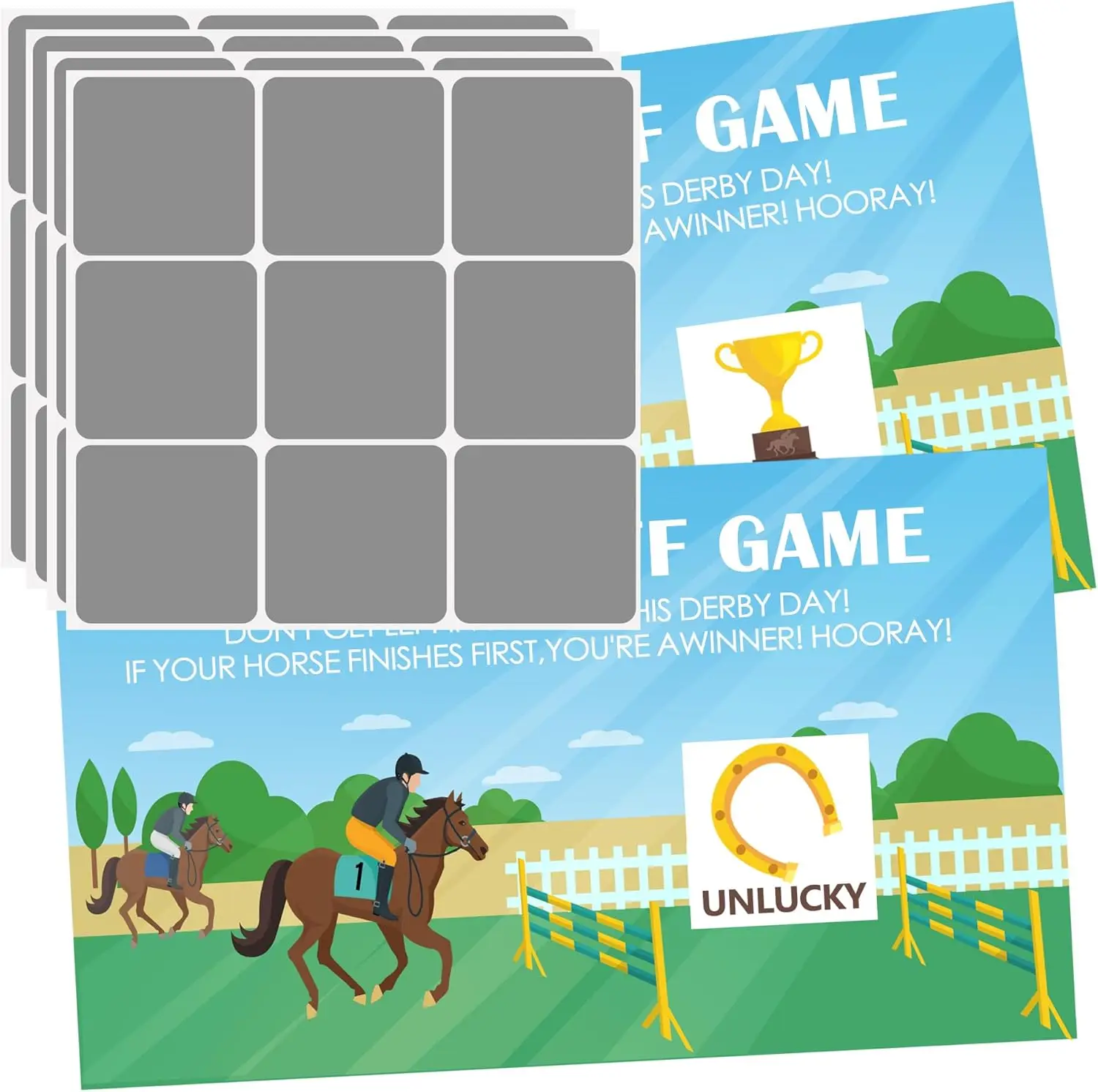

50 шт. лотерейных карточек для гонок на лошадях, 3,5x2 дюйма, карточки для лотереи Kentucky Derby для детей и взрослых, лотерейные карточки для скачек на лошадях