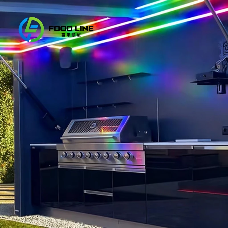 Customized Modular Weatherproof Enclosed Shelter with Outdoor Kitchen Pavilion Featuring a Barbecue and Sink