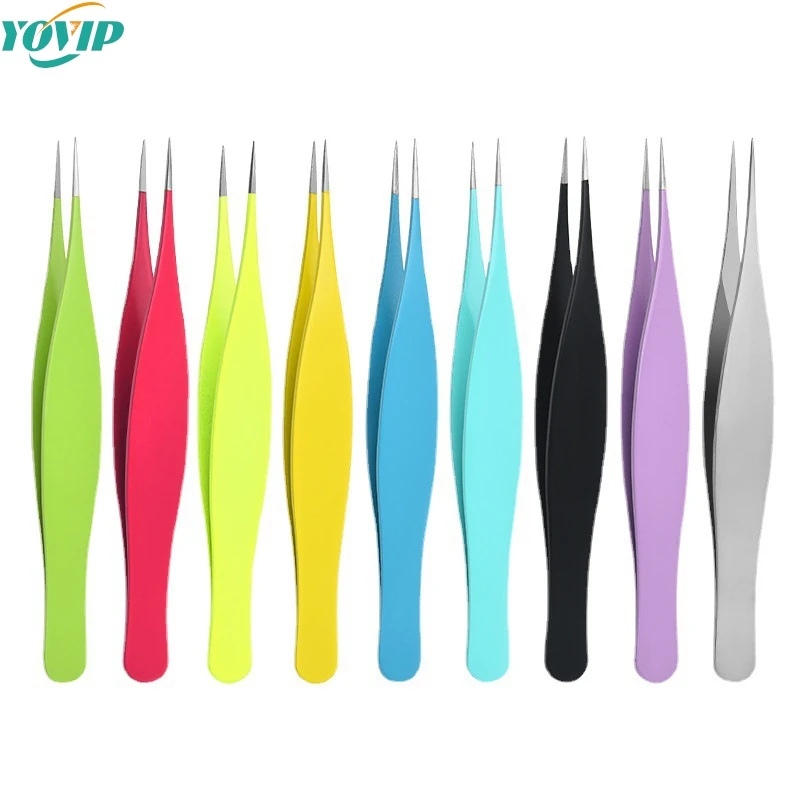 1Pcs Eyebrow Tweezer Colorful Hair Beauty Fine Hairs Puller Stainless Steel Slanted Eye Brow Clips Removal Makeup Tools